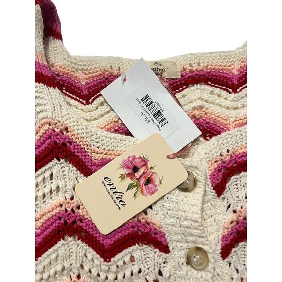 Women's crochet Crop Top Button Down Size Small Retail $55 New With Tags - Picture 2 of 6